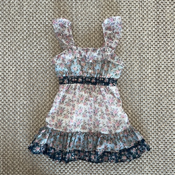 Marlo Kids Spanish Ditsy Primrose Floral Ruffle size Elsa Florals Mini Dress - Picture 4 of 9